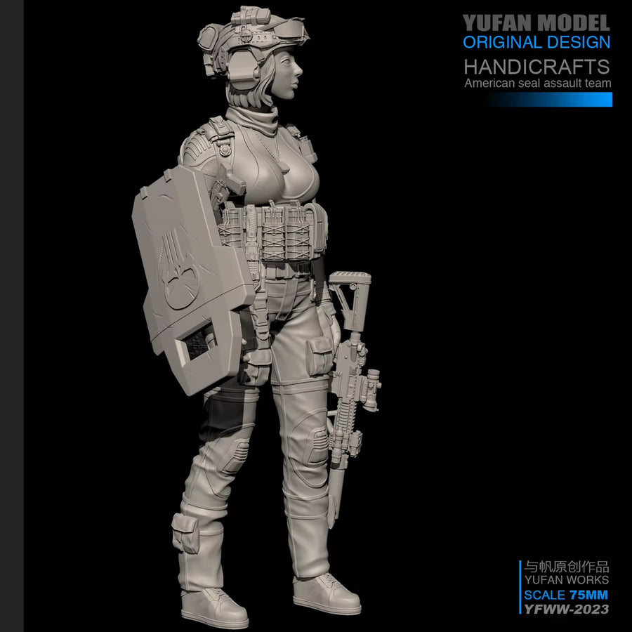 1/24 Resin Kits Modern Female Soldier Resin Soldier Self-Assembled (75Mm) YFWW-2023
