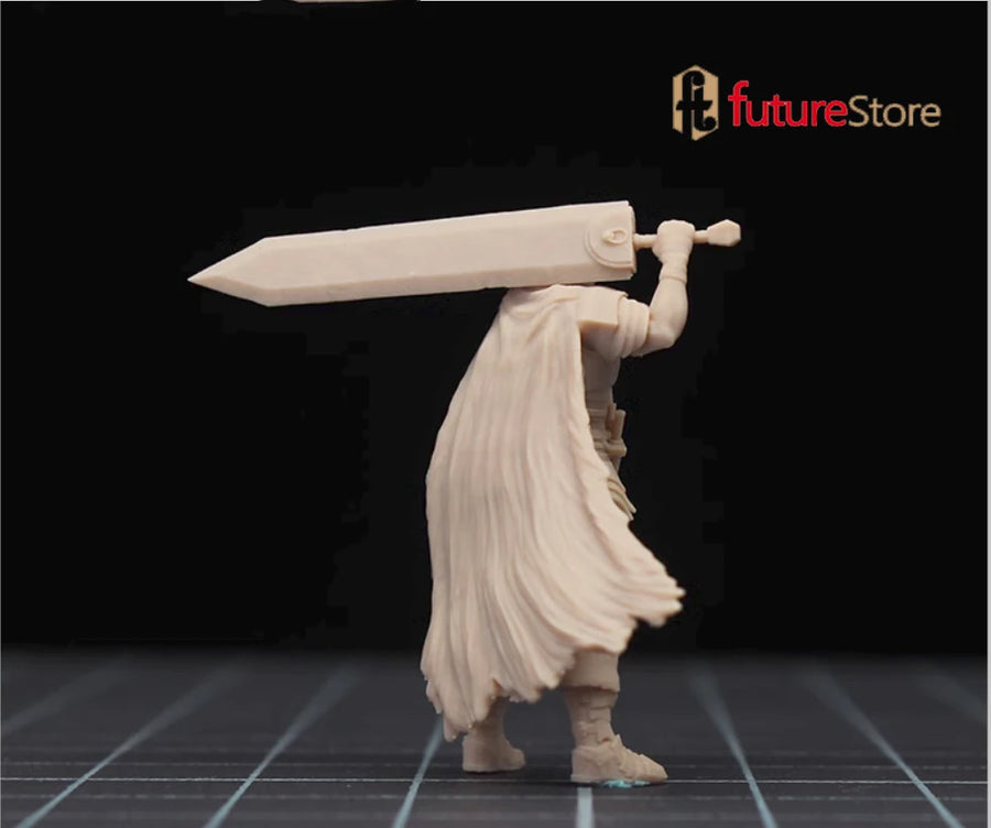 Fantasy Human Warrior with Greatsword and Cape 1/64 Resin Figure Kit - resin model view 3
