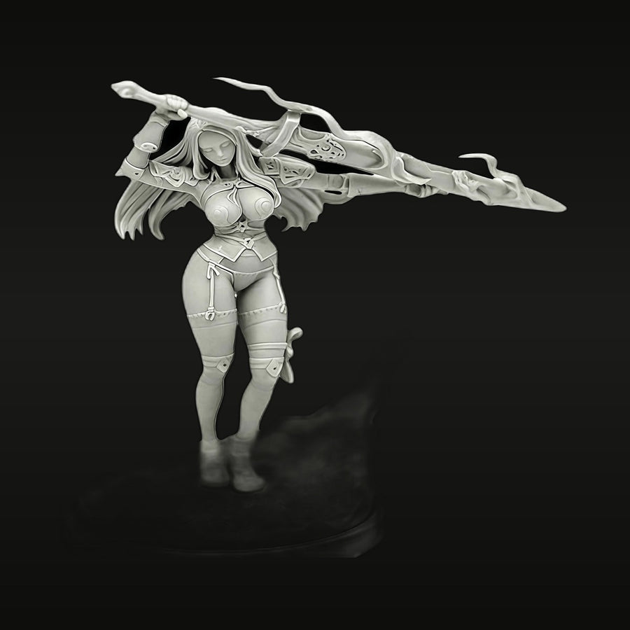 Fantasy Female Warrior with Ornate Blade 40mm Resin Figure - unpainted resin model kit