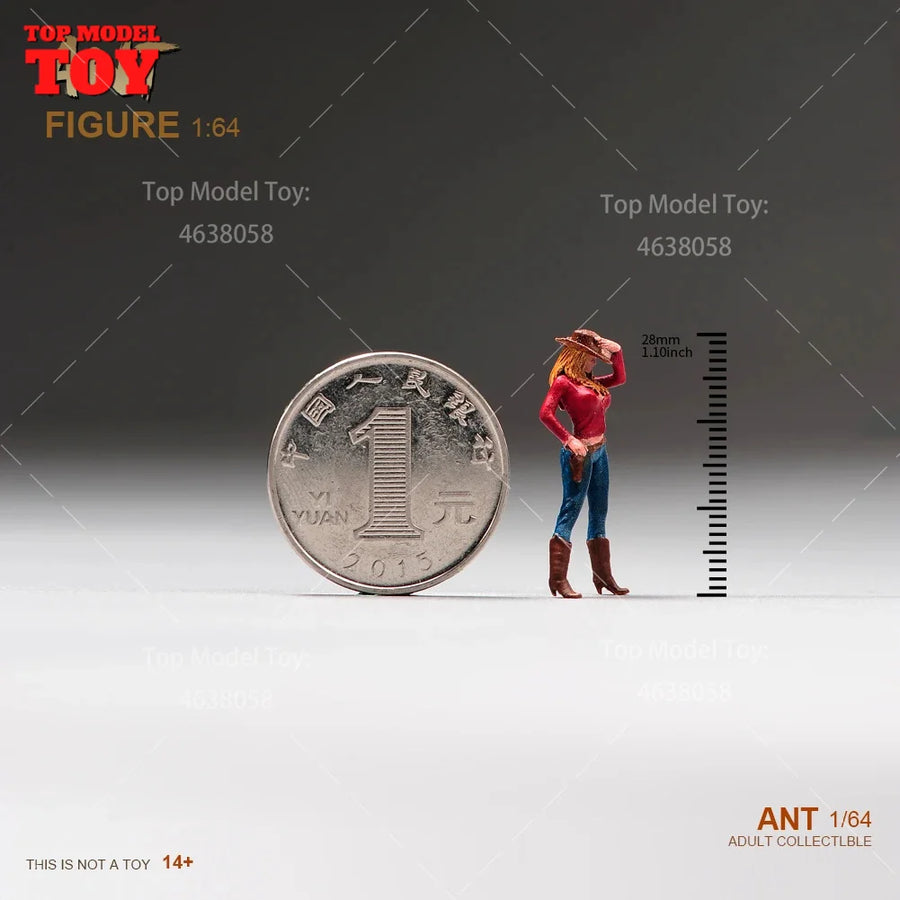Painted Miniatures 1/64 1/87 Scale Cowgirl Horse Micro Animal Female Scene Figure Doll Unpainted Model for Car Vehicles