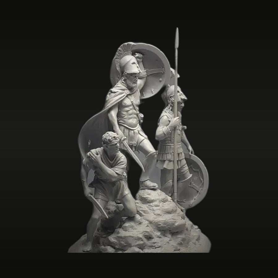 Ancient Roman Centurion with Attendants Diorama 54mm Resin Figure Kit - unpainted resin model kit