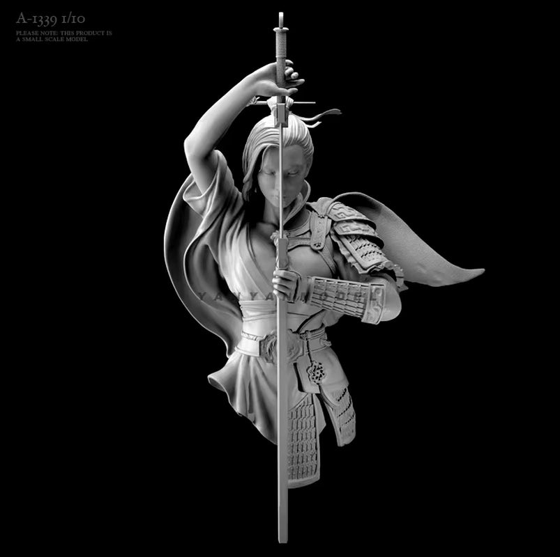East Asian Female Warrior Dual Identity Split Figure 1/10 Resin Bust Kit - resin model view 4