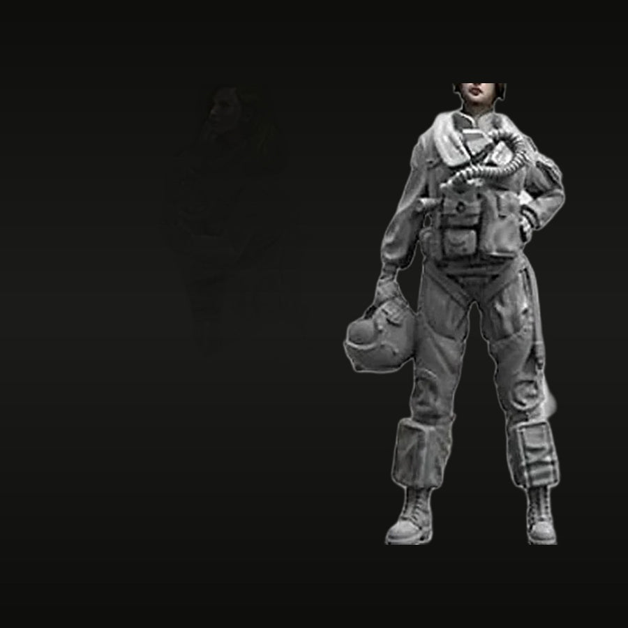 Modern Female Military Pilot with Flight Helmet and Survival Vest 1/32 Resin Figure Kit - unpainted resin model kit
