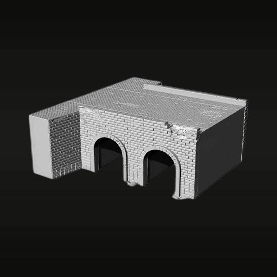 Double Arch Railway Tunnel Portal 1/35 Resin Diorama Kit - unpainted resin model kit