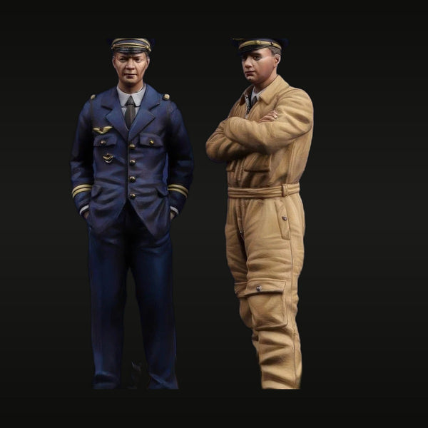 WWII French Pilots 2-Figure Set 1/32 Scale Resin Figures