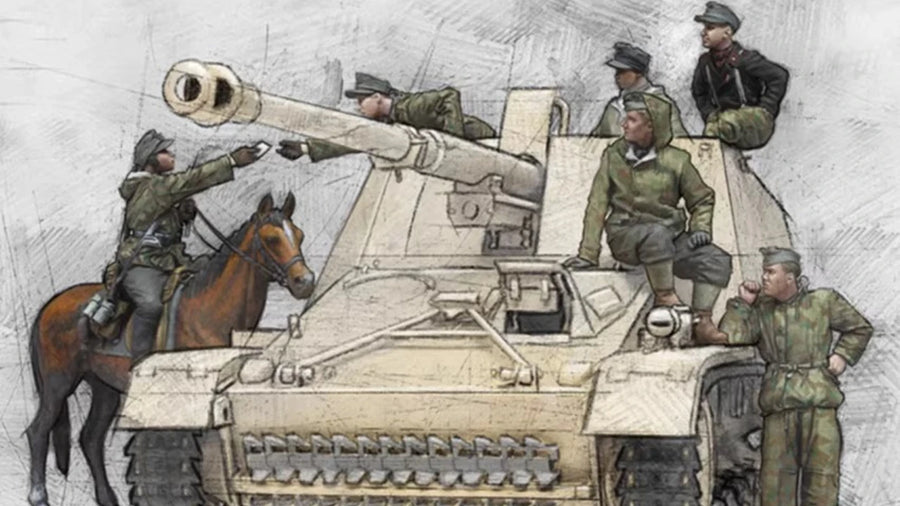 WWII German Infantry Set with Mounted Officer & Horse 1/35 Resin Kit - resin model view 4