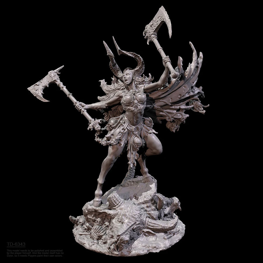 Fantasy Female Demon Warrior Multi-Armed with Scythes 50mm Resin Figure Kit - resin model view 2