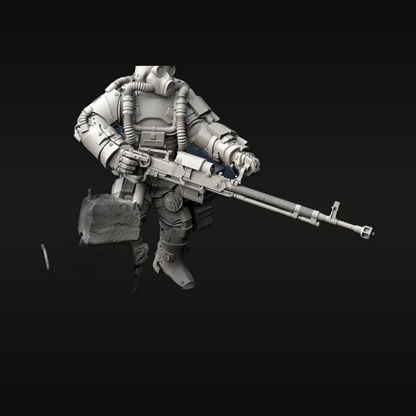 Sci-Fi Power Armored Soldier with Heavy Support Weapon 1/35 Resin Figure Kit