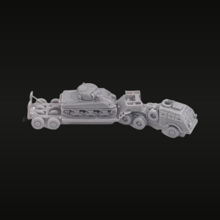 WWII German Tank Transporter with Light Tank 1/144 Resin Kit - unpainted resin model kit