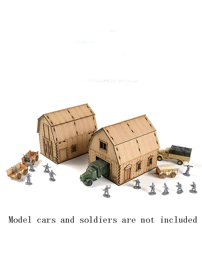 1/72 Wooden Building Model Kits Construction Scene Granary Houses Hobby Making Scene Accessories Tools Diorama Kit