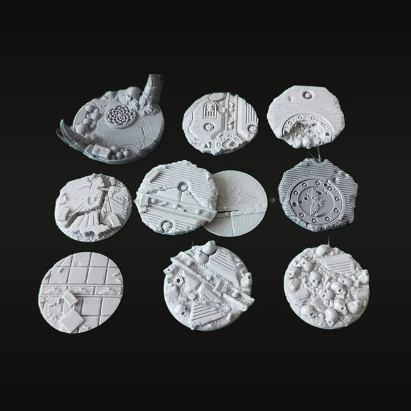 32mm Sci-Fi Ruins Terrain Platform Bases Resin Diorama Kit 10pcs