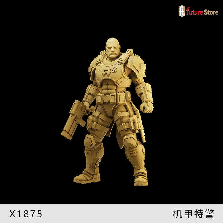 Sci-Fi Armored Tactical Operator with Rifle 1/64 Resin Figure Kit - resin model view 3
