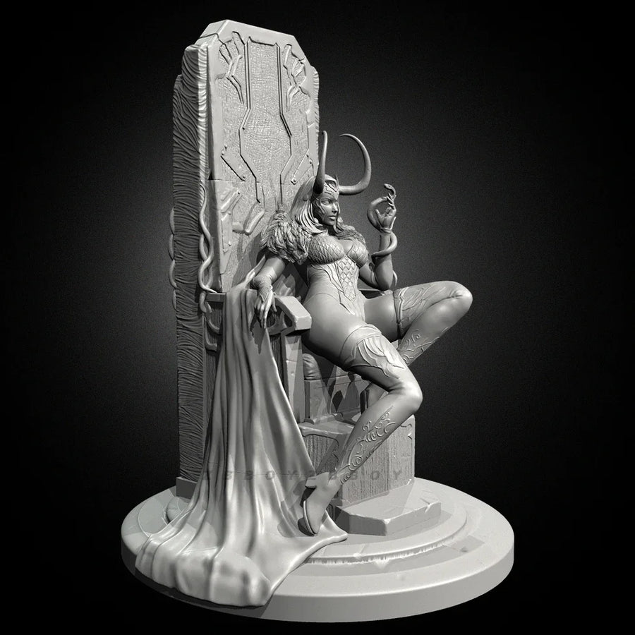 Fantasy Female Warrior Seated on Throne 50mm Resin Figure Kit - resin model view 3