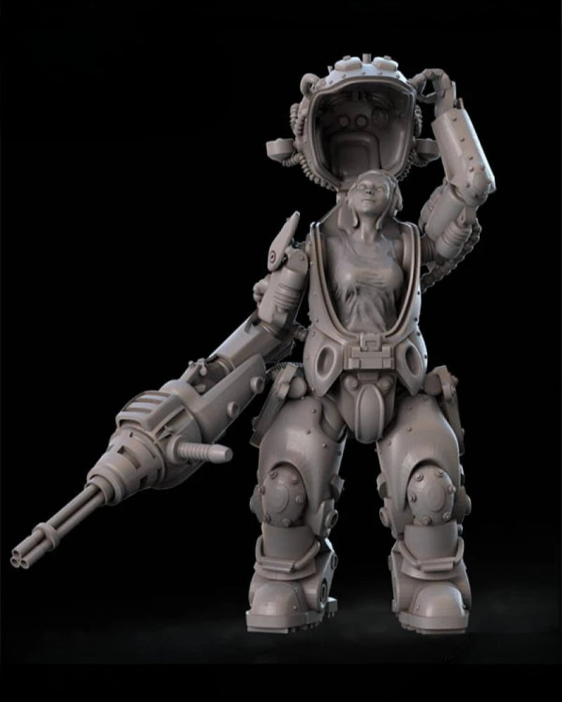 Sci-Fi Female Mech Pilot with Handheld Cannon 1/35 Resin Figure Kit - resin model view 3