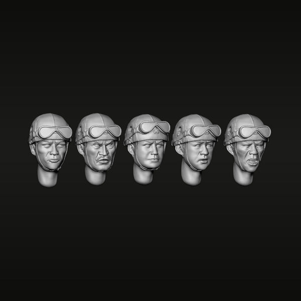 WWII Soviet Tank Crew Heads with Goggles 1/35 Resin Bust Kit