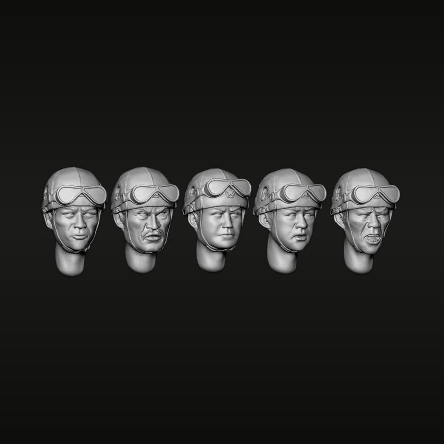 WWII Soviet Tank Crew Heads with Goggles 1/35 Resin Bust Kit - unpainted resin model kit