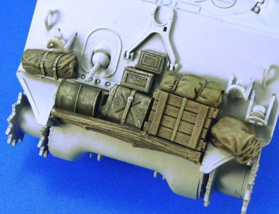 1/35 Scale Die-Cast Resin Model Assembled Kit WWII US Sherman Stowage Set (No Tank) Unassembled and Unpainted