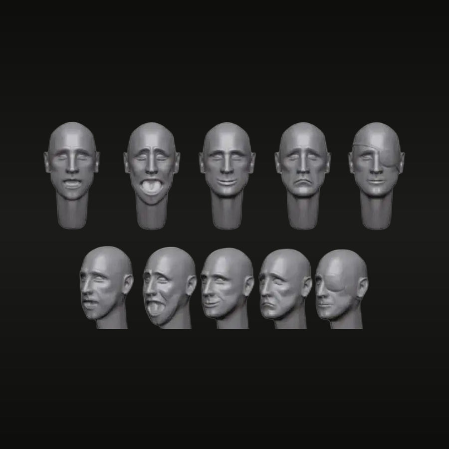 1/35 Male Head Set - Various Ages (Resin Accessory) - unpainted resin model kit