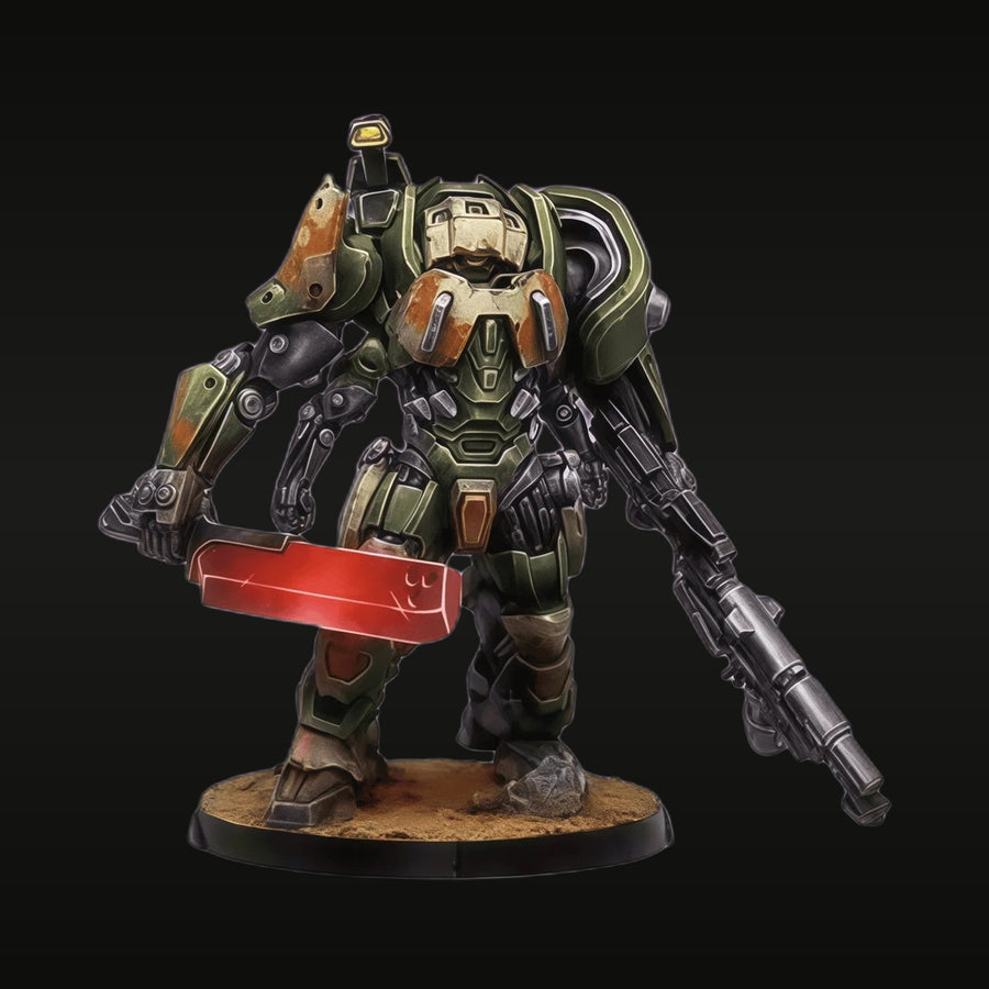Sci-Fi Heavy Exoskeleton Warrior with Plasma Axe 1/35 Resin Figure Kit - unpainted resin model kit