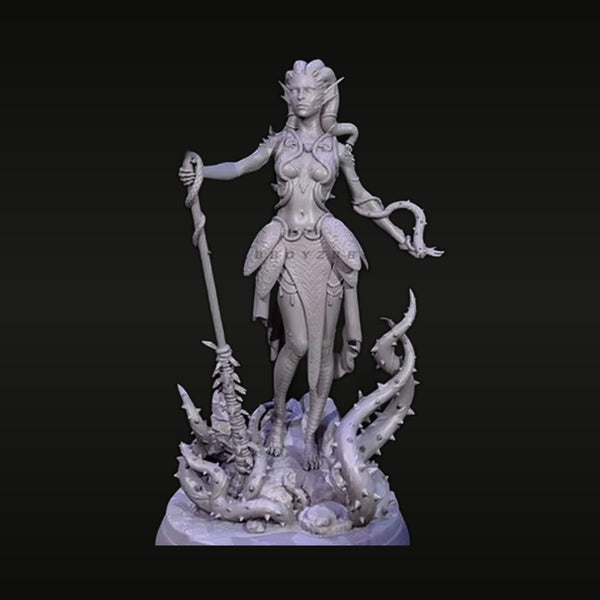 Fantasy Female Elf Sorceress with Staff and Serpent 38mm Resin Figure Kit