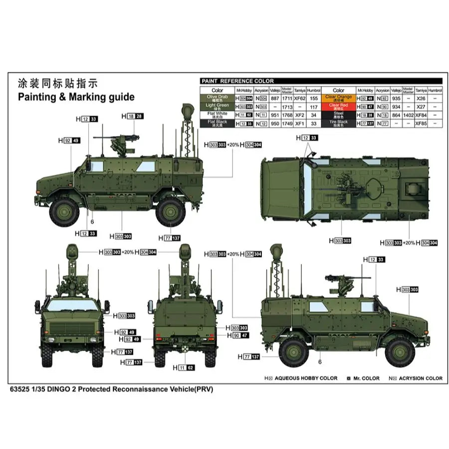 Trumpeter 1:35 Dingo 2 Reconnaissance Vehicle（Prv）63525 Assembly Model Kit