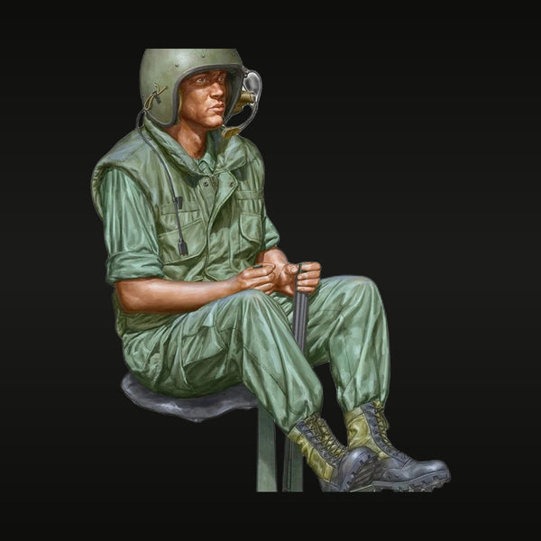Vietnam War US Soldier with M16 Seated 1/16 Resin Figure Kit