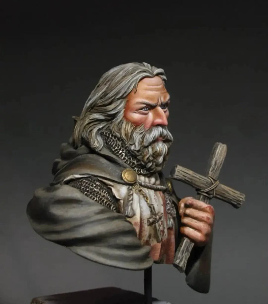 Medieval Crusader Knight with Cross Resin Bust Figure - resin model view 4