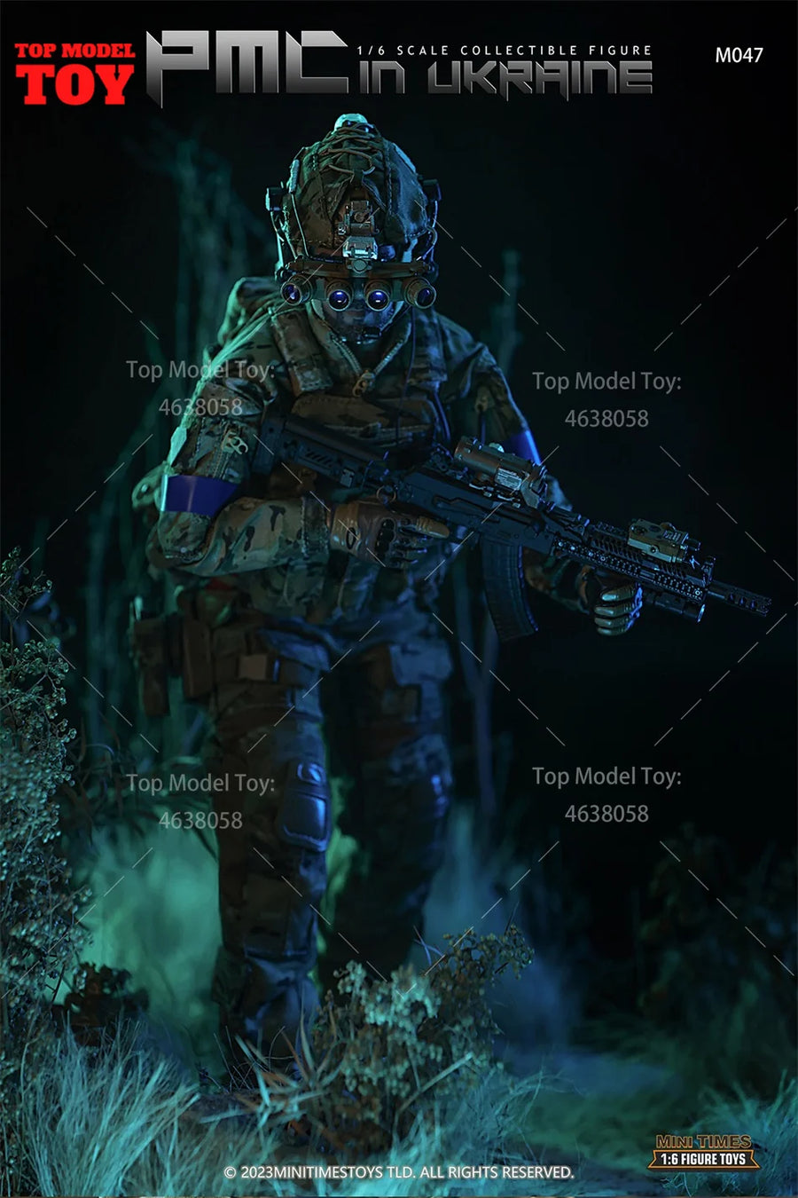 Modern Ukrainian Soldier with Blue Armband Multicam 1/6 Resin Bust Kit - resin model view 3