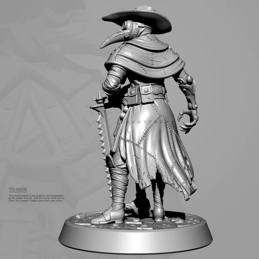 Steampunk Fantasy Kenku/Birdfolk Warrior with Wide-Brim Hat and Rifle 38mm Resin Figure Kit - resin model view 4