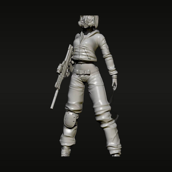 Modern Female Tactical Operator with Gas Mask & Rifle 1/35 Resin Figure Kit