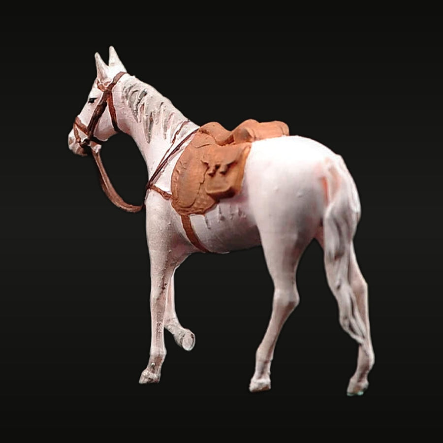 White Saddle Horse with Tack 1/87 Scale Resin Figure - unpainted resin model kit