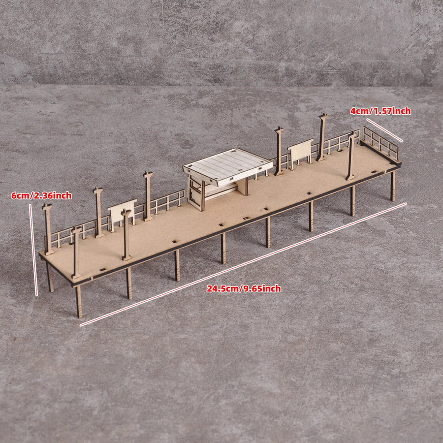 Rural European Farm Building with Platform 1/87 Laser-Cut Wood Diorama Kit - resin model view 3
