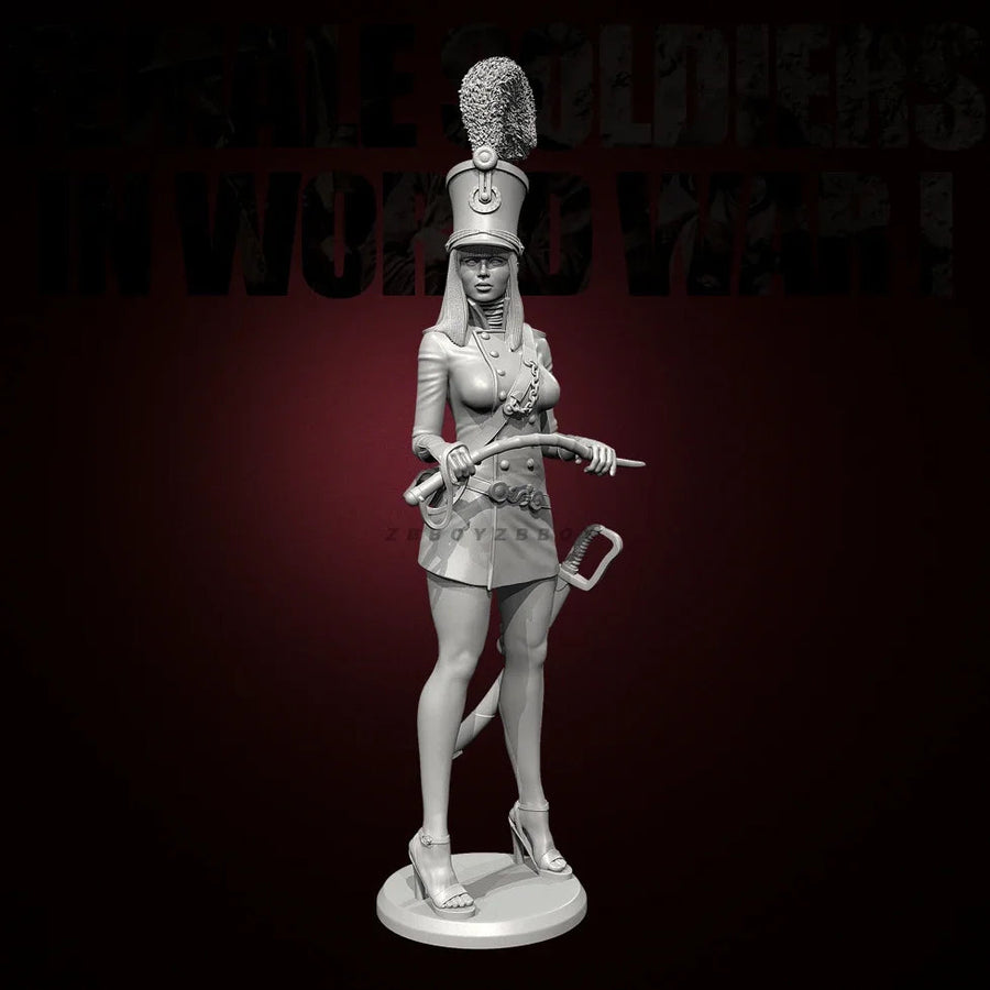 Fantasy Female Military Guard Soldier with Saber 75mm Resin Figure Kit - unpainted resin model kit