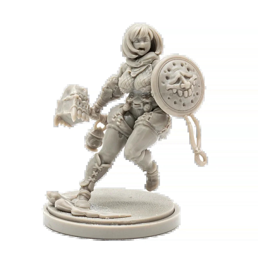 Fantasy Female Warrior with Axe & Skull Shield 38mm Resin Figure - resin model view 3