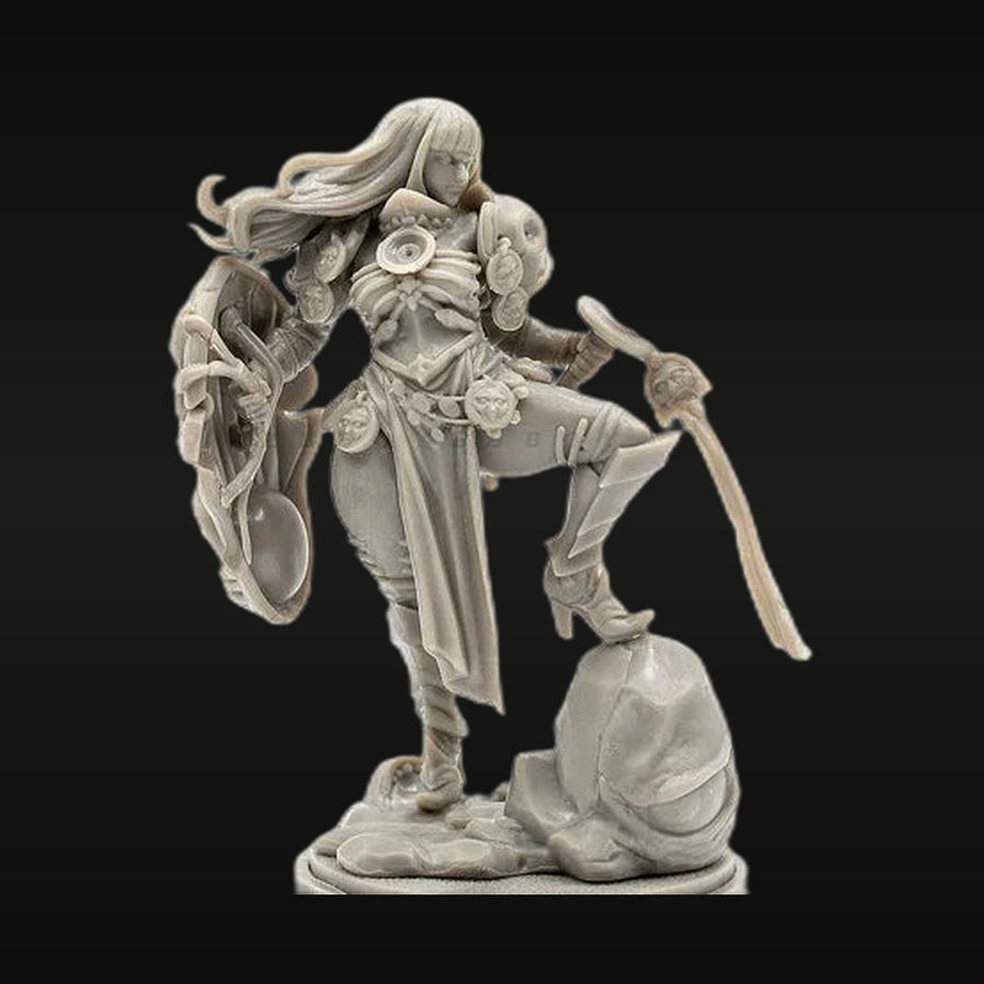 Fantasy Female Warrior Princess with Staff 38mm Resin Figure Kit - unpainted resin model kit