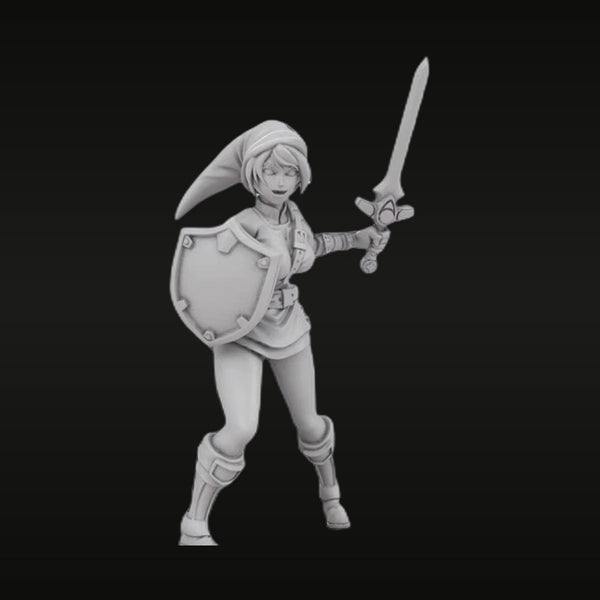 Fantasy Female Warrior with Sword and Shield 32mm Resin Figure Kit