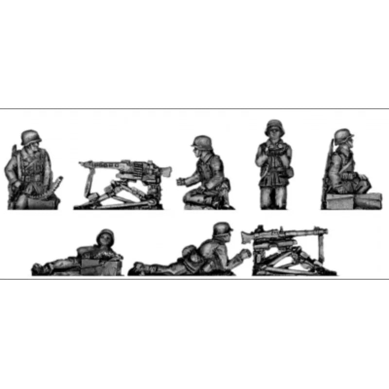 1/72 Scale Diecast Resin Figure Model Kit German Machine Gun Firing 6 Figures Unpainted