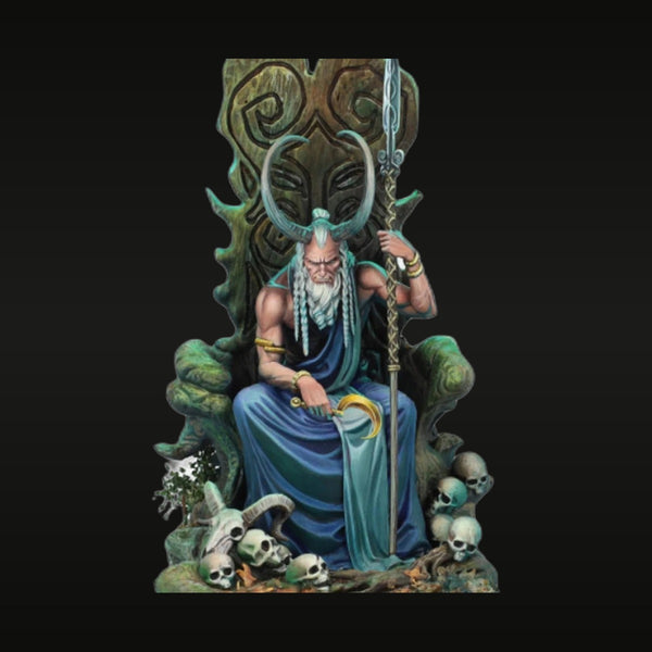 Fantasy Male Wizard Sorcerer on Throne with Staff 28mm Resin Figure Kit