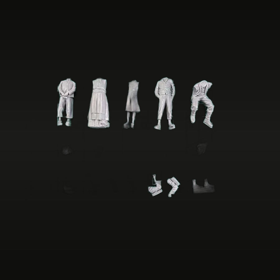 WWI-Era European Civilians 5-Figure Set 1/35 Resin Kit - unpainted resin model kit