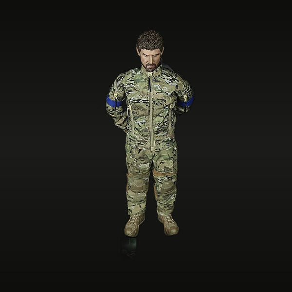 Modern Ukrainian Soldier with Blue Armband Multicam 1/6 Resin Bust Kit