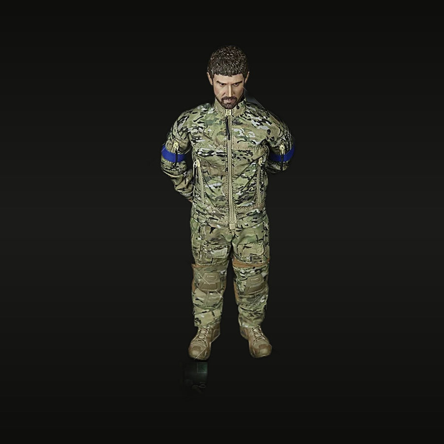 Modern Ukrainian Soldier with Blue Armband Multicam 1/6 Resin Bust Kit - unpainted resin model kit