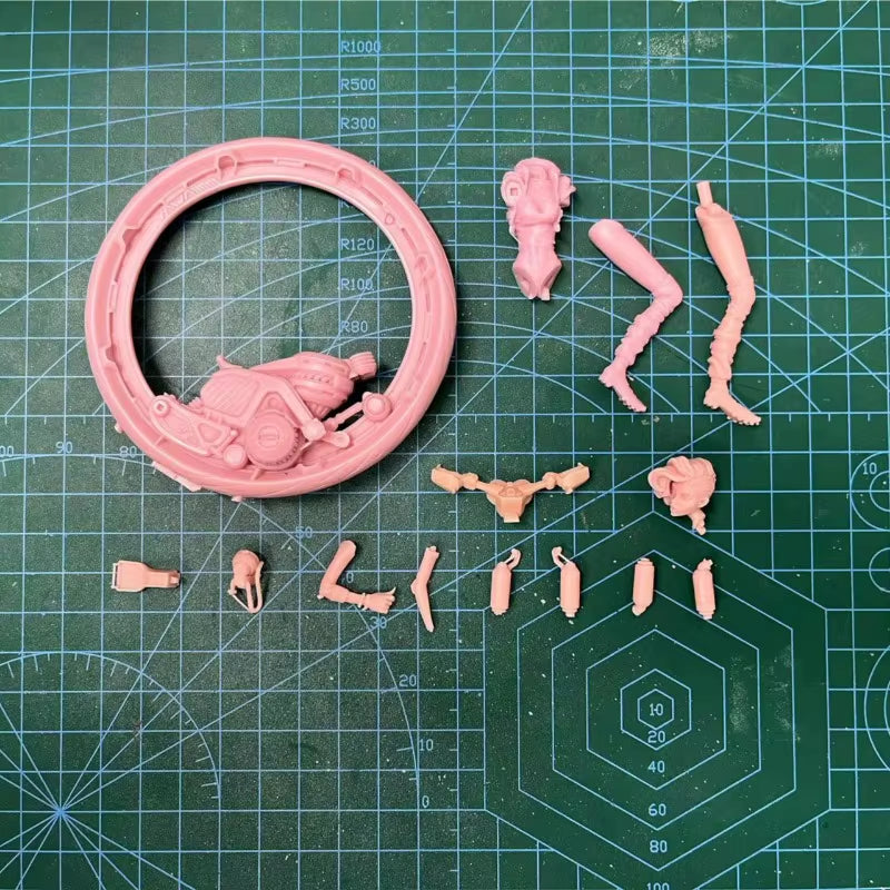 Cyberpunk Female Rider NEKO-G Monowheel Diorama 1/24 Resin Display Kit - resin model view 4