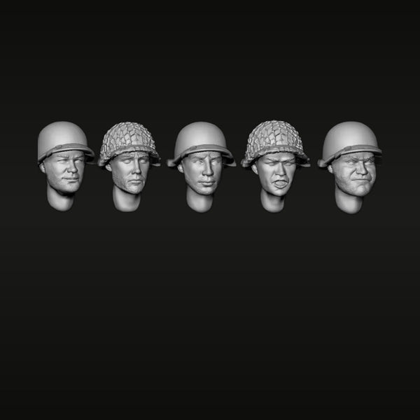 WWII American Paratrooper Heads Set of 5 1/35 Resin Kit