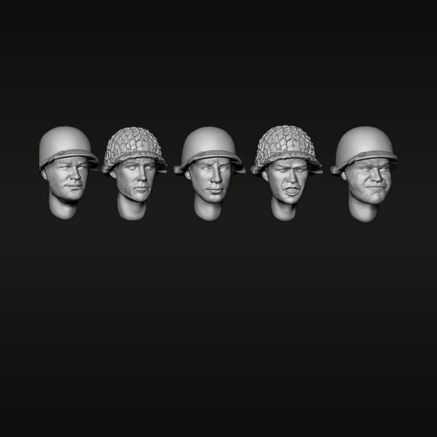 WWII American Paratrooper Heads Set of 5 1/35 Resin Kit - unpainted resin model kit