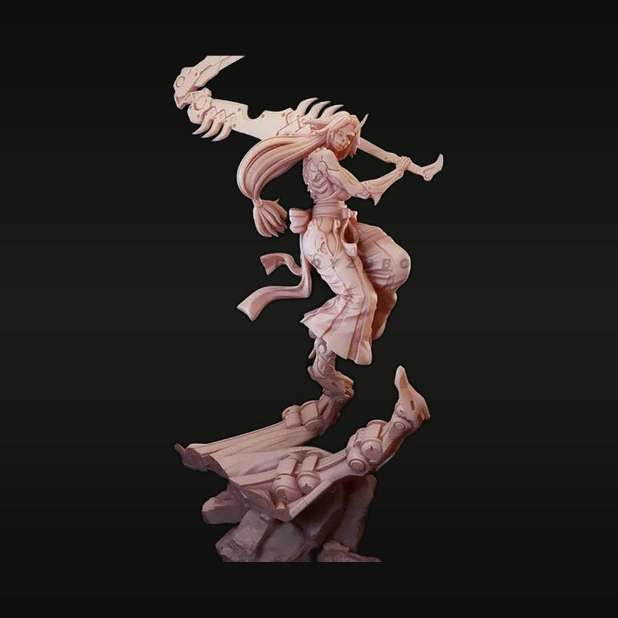 Fantasy Female Warrior with Curved Blade and Claw Gauntlet 75mm Resin Figure Kit - unpainted resin model kit