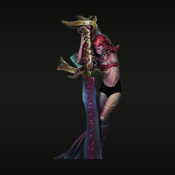 Fantasy Female Demon Sorceress with Horns and Wing Staff 1/24 Resin Figure