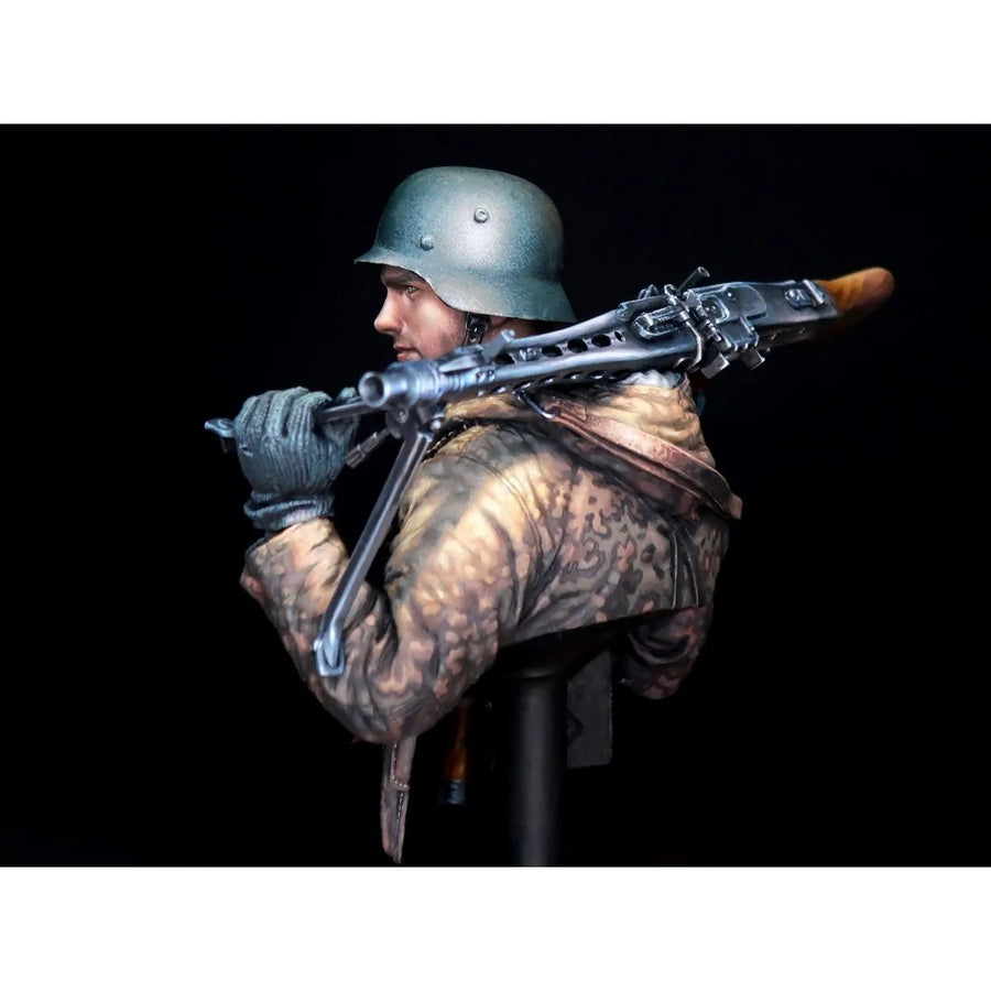GK1/10 Resin Half-Length Portrait Figure Unpainted Model Kit, World War II German Machine Gunner, Unassembled and Unpainted GK