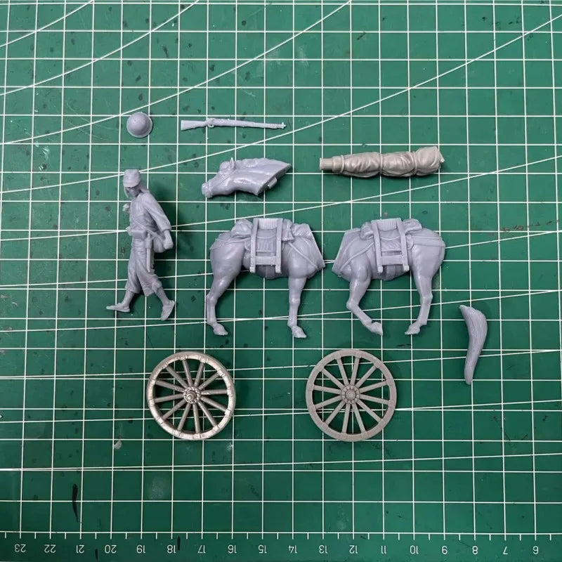 WWI British Army Transport Squad with Pack Horses 1/35 Resin Figure Kit - resin model view 3