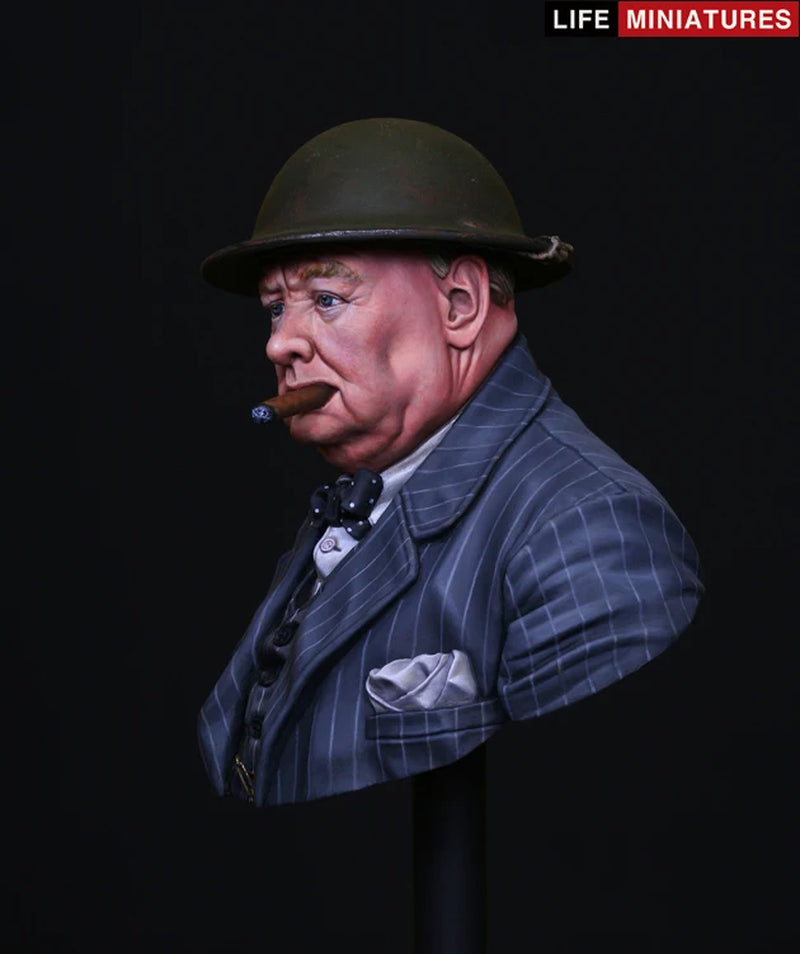 British Statesman with Brodie Helmet and Cigar 1/8 Resin Bust - resin model view 3
