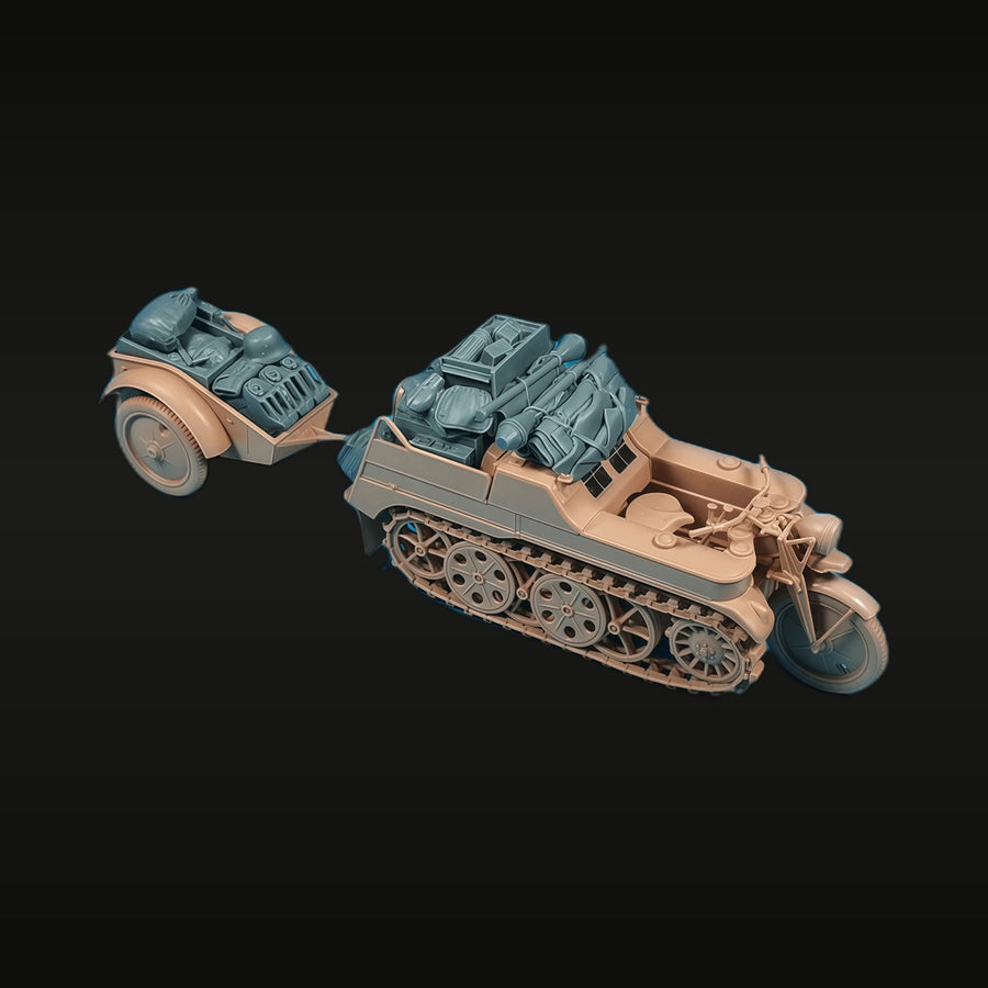 WWII German Sd.Kfz. 2 Kettenkrad with Cargo Trailer 1/35 Resin Vehicle Kit - unpainted resin model kit